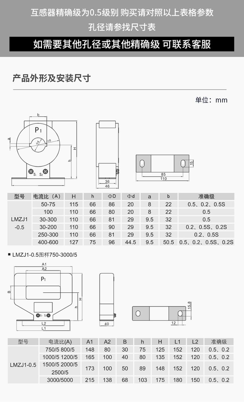德力西LMZJ1-0.5級(jí)電流互感器 1次穿心匝數(shù) 穿心母線型電流互感器 部分規(guī)格定制