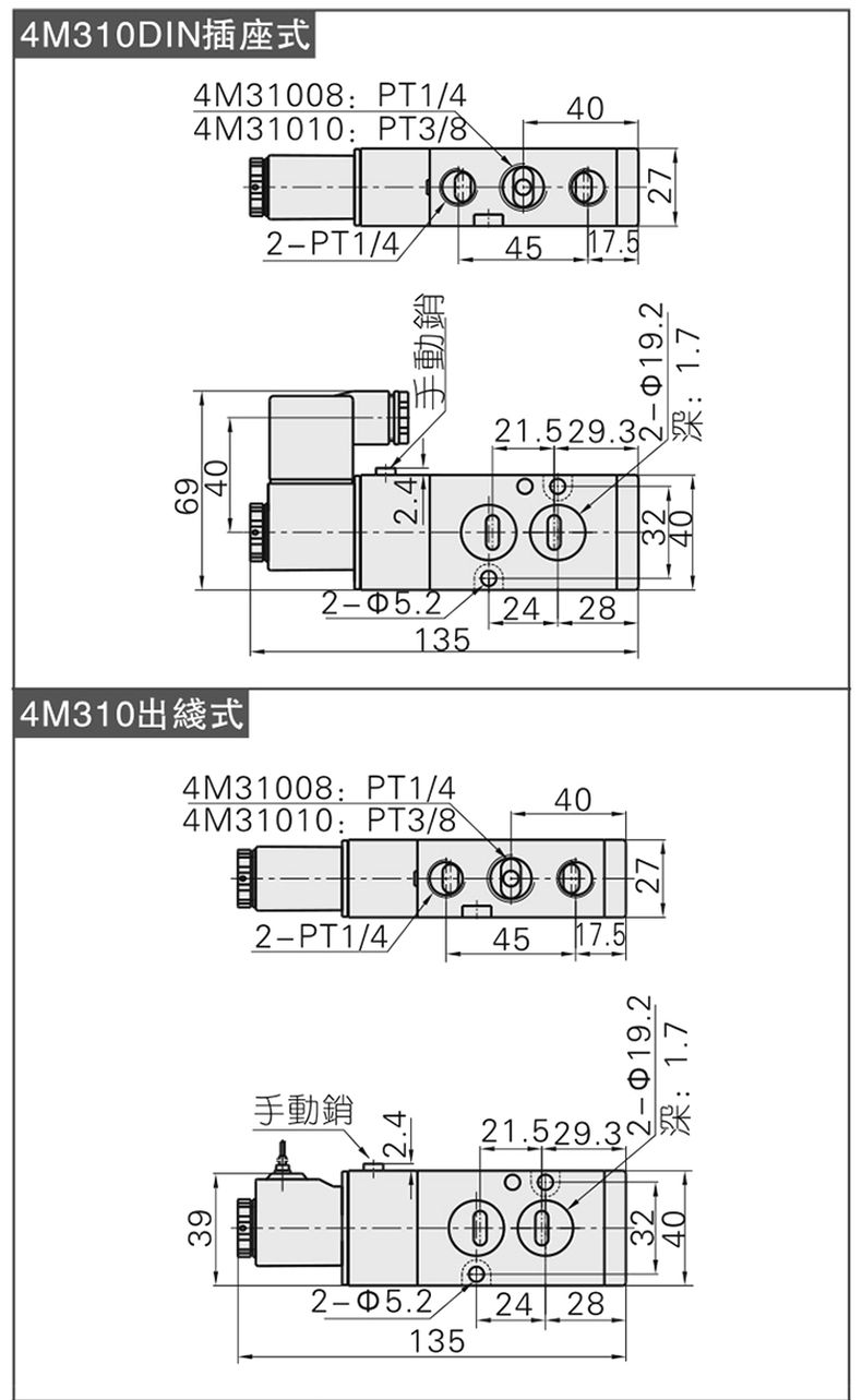 德力西4M210板式電磁閥 氣動(dòng)控制閥4M310電子換向閥 板式執(zhí)行器電磁閥